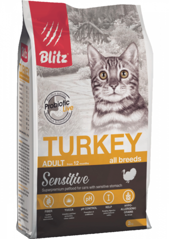 Blitz Sensitive Turkey сухой, кошки, индейка (2 кг)