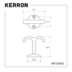 Крючок двухрожковый черный матовый, KR 0430 BL «KERRON»