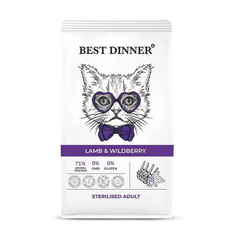 Сухой корм Best Dinner, для стерилизованных кошек, с ягненком и ягодами, 400 г