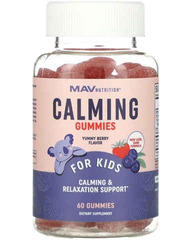 Mav nutrition, Успокаивающие жевательные мармеладки, для детей, ягодное ассорти, 60 жевательных таблеток