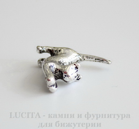 Подвеска 3D "Кошка" 16х16х5 мм (цвет - античное серебро)