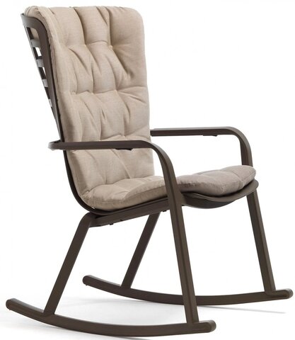 Кресло-качалка пластиковое с подушкой Nardi Folio, табак, бежевый