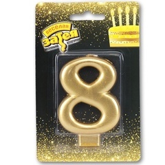 Свеча -цифра "8" Золотая 8см
