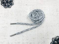 Шнур, ш. 6 мм, L 126 см, белый/чёрный меланж