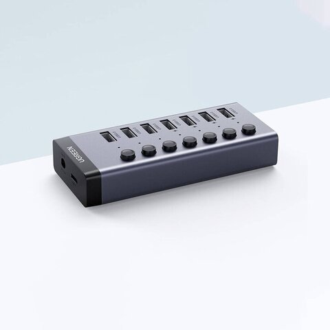 Хаб-USB UGREEN CM481 (90307) USB-C to 7-Port USB-A 3.0 Hub DC 12V EU, черный
