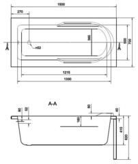 ВАННА АКРИЛОВАЯ CERSANIT SANTANA 150x70 С НОЖКАМИ