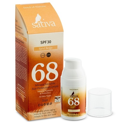 Крем «невидимый» солнцезащитный SPF30 №68 Sand Beige | Sativa