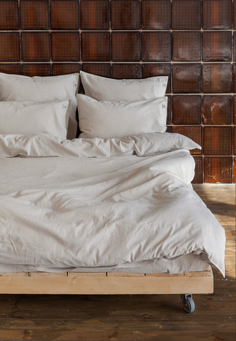 Постельное белье 2 спальное евро Luxberry коллекция Лен и Хлопок бежевое