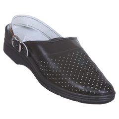 Сабо женские чёрны кожаные