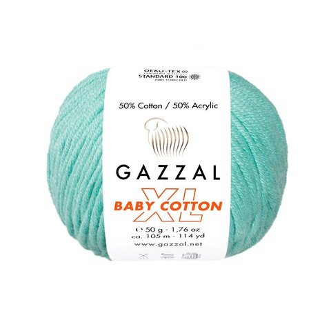 Пряжа Gazzal Baby Cotton XL 3452 лазурь