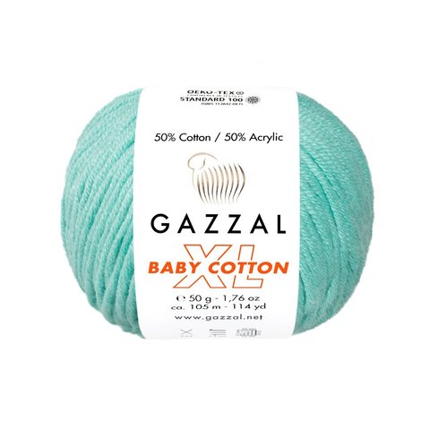 Пряжа Gazzal Baby Cotton XL 3452 лазурь
