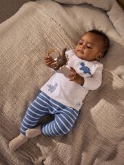 Лонгслив и легинсы в комплекте для малышей Next E48-227, Белый, Голубой