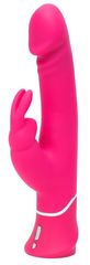 Розовый вибратор-кролик Realistic Dual Density Rechargeable Rabbit Vibrator - 25,5 см. - 