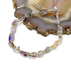 Браслет аметист какоксенит галтовка 6*9 мм., 17 см