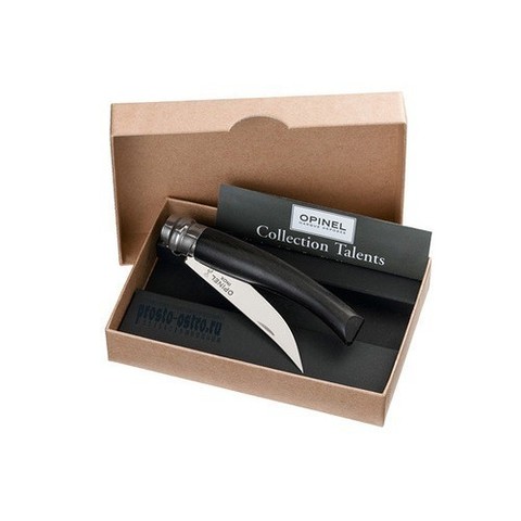 Нож филейный Opinel №10, рукоять эбеновое дерево, картонная коробка