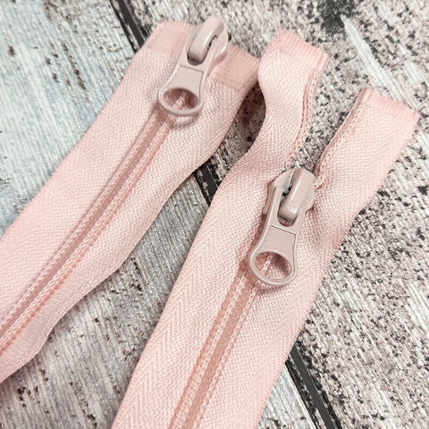 Молния разъемная пластиковая с двумя замками 70 см розовая