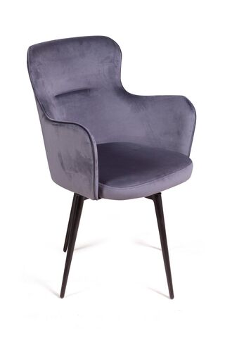 Стул c подлокотниками King, поворотный на 360 градусов, бархат серый 27