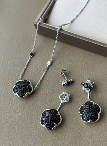 Колье Giardini из серебра 925 пробы с черными микроцирконами