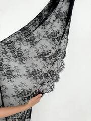 Кружево шантильи для белья черное широкое неэластичное ширина 70 см купон 2,9 м