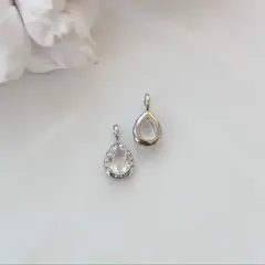 Подвеска Капля с белым фианитом, 15*8 мм, родий, П418