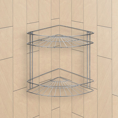 67-0-651 Полка для ванной угловая 2 яруса гальваника цинк,цвет хром (РемоКолор)