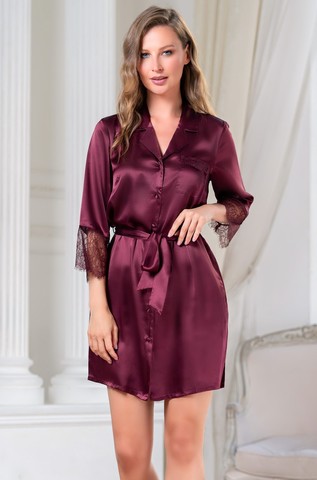 Короткий халат на пуговицах Mia Amore Sharon (70% нат.шелк)