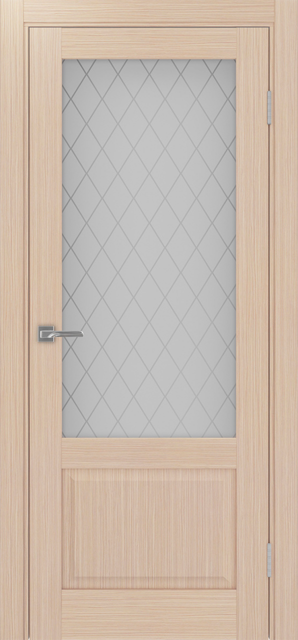 Дверь межкомнатная Оптима Порте Тоскана 640.21 ОФ3, цвет беленый дуб, экошпон, стекло кристалл