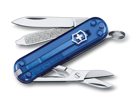 Нож-брелок Victorinox Classic, 58 мм, 7 функций, полупрозрачный синий123