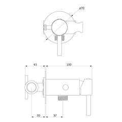 Cмеситель монтируемый в стену, с гиг.душем и крючком, RedBlu by Damixa - 211000000