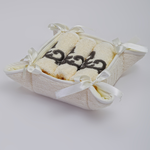 Набор полотенец 3 шт  Old Florence Ricciolo и корзинка бежевый с коричневым