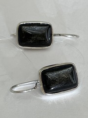 Обсидиан(серьги из серебра)