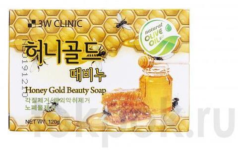 Мыло для лица и тела с медом и золотом 3W Clinic Honey Gold Beauty Soap, 120 гр