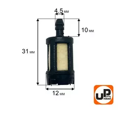 Фильтр топливный UNITED PARTS для триммеров 26-52 куб.см. (90-0249)