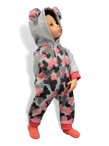 Трикотажный комбинезон и носочки - На кукле. Одежда для кукол, пупсов и мягких игрушек.