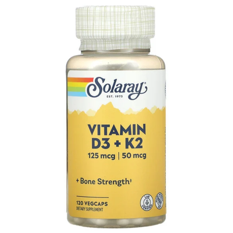 Solaray, витамины D3 и K2, без сои, 120 вегетарианских капсул