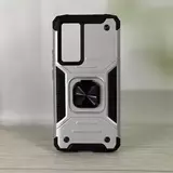 Противоударный чехол Strong Armour Case с кольцом для Xiaomi 12T, 12T Pro (Серебро)