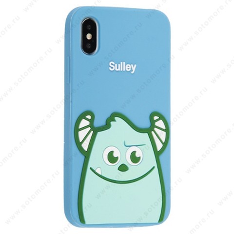 Накладка силиконовый для Apple iPhone XS Max/ X Max мультяшная Sully голубой