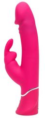 Розовый вибратор-кролик Realistic Dual Density Rechargeable Rabbit Vibrator - 25,5 см. - 