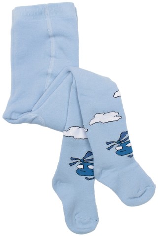 Махровые голубые колготки с вертолетами RuSocks