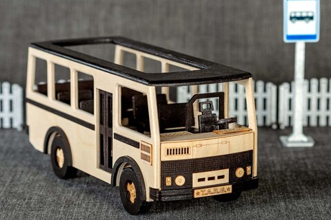 Микроавтобус MINIBUS от TARG - деревянный конструктор, сборная модель, 3d пазл