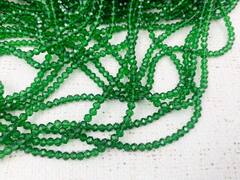 Бусины граненые Рондель, d 4 мм, 1 уп=10 нитей, 1 нить 45 см, травяной