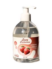 Лубрикант на водной снове Love Protection Strawberry с ароматом клубники - 300 мл. - 