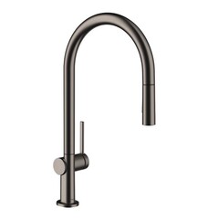 Hansgrohe Talis M54 72801340 Высокий смеситель для кухни с вытяжным изливом (чёрный хром шлифованный) фото