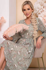 Платье "Волшебная история" (олива/цветы) П5778 LT Collection