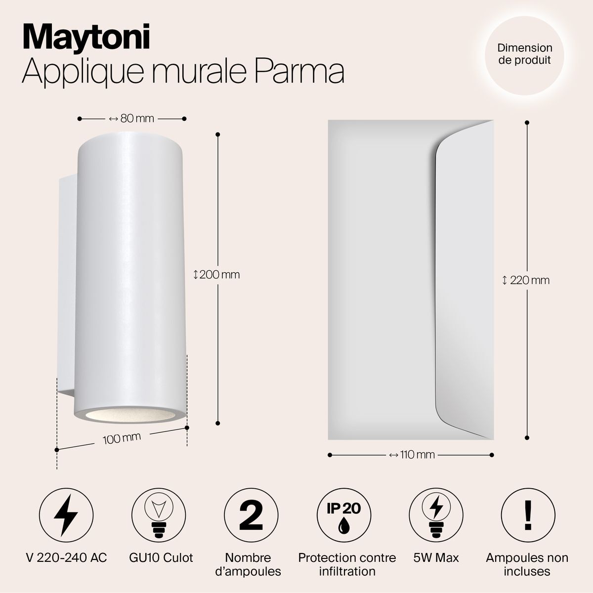 Бра Maytoni Parma C191-WL-02-W