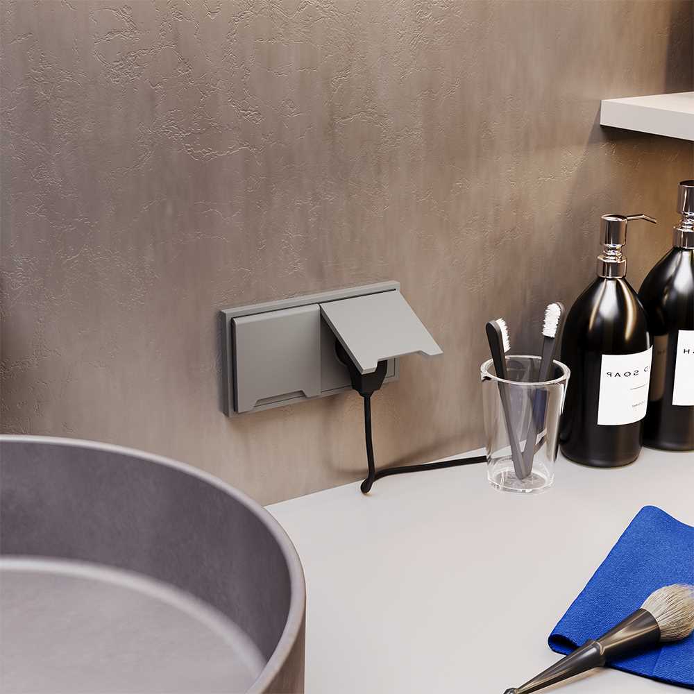 Розетка встраиваемая Voltum S70 с заземлением, защитными шторками и крышкой 16А, (кашемир) VLS040303