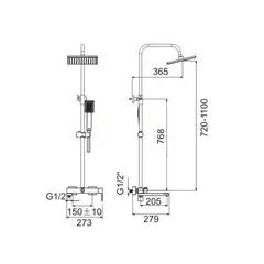 Душевая система тропический душ BELZ B24613 латунь, хром