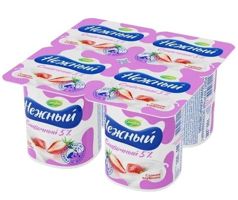 Йогурт нежный 5% со вк клубн 100гр