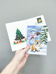 Открытка новогодняя "Корги"