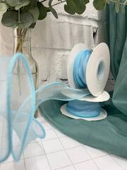 Лента органза с волнистым краем (4см*9,14м), Голубой